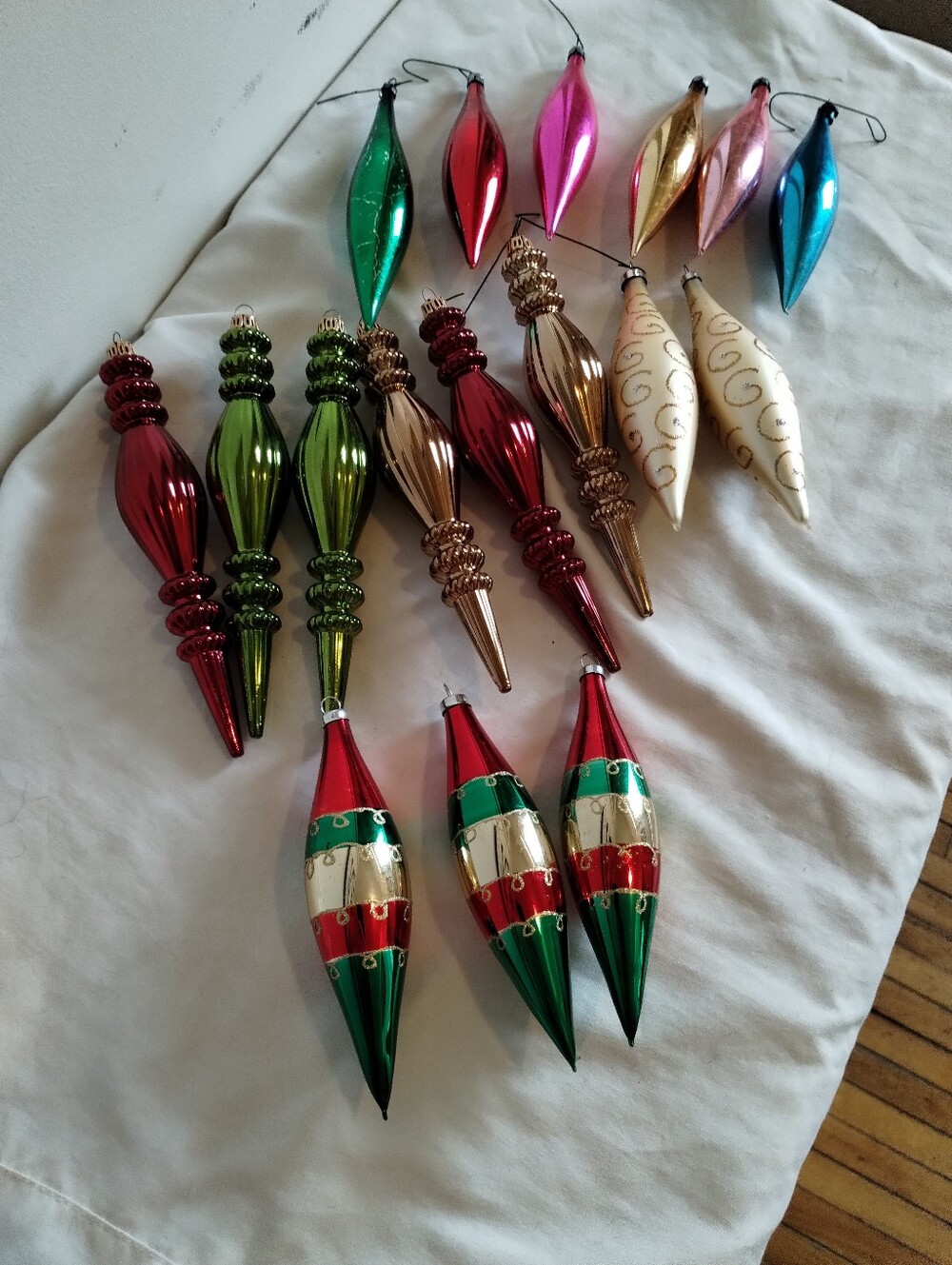 Assorted Holiday Glass Drop Ornaments - Red, Green, Gold, Pink, Blue, White